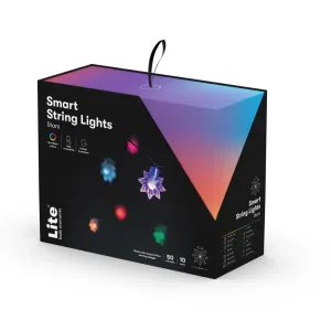 Lite Bulb Moments Smart Light Chain - Stars detaljemballasje med fargerik stjernelysgrafikk og hengehempe