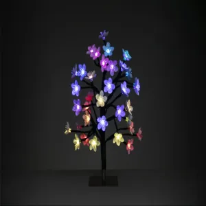 Lite Bulb Moments smart körsbärsblomsträdslampa med flerfärgade LED-blommor på en svart bas