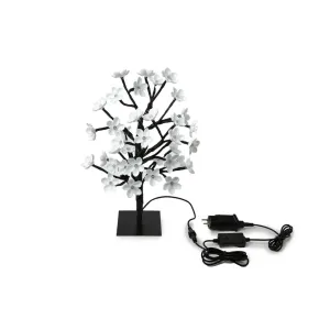 Lite Bulb Moments smart lampa i form av ett körsbärsblomsträd med vita blommor, svart bas och strömkabel