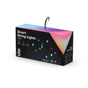 Lite Bulb Moments Smart String Lights Diode -pakkauslaatikko, jossa on värikäs LED-valomuotoilu ja teksti sovelluksella ohjattavasta valaistuksesta