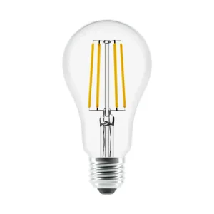 Lite Bulb Moments E27-filamentlampa med klart glas och synliga gula LED-filament på vit bakgrund
