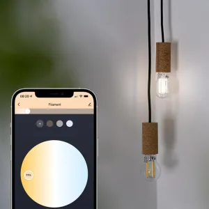 Lite Bulb Moments E27-glödtrådslampor med appstyrning bredvid ett gränssnitt för belysning på en smarttelefon