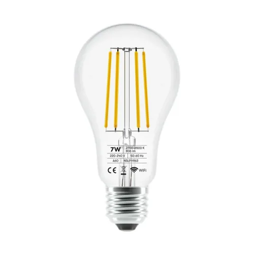 Lite Bulb Moments klar E27-filamentpære, smart lyspære i enkeltpakning med synlige WiFi-markeringer