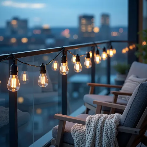 Lite Bulb Moments nutikad valgusketid vintage Edison-pirnidega, mis säravad rõdupiirdel