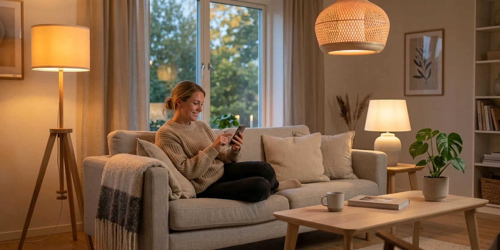 WiFi-styrd smart belysning utan hubb som enkelt styrs via app, röstkommandon och automatisering i hemmet.